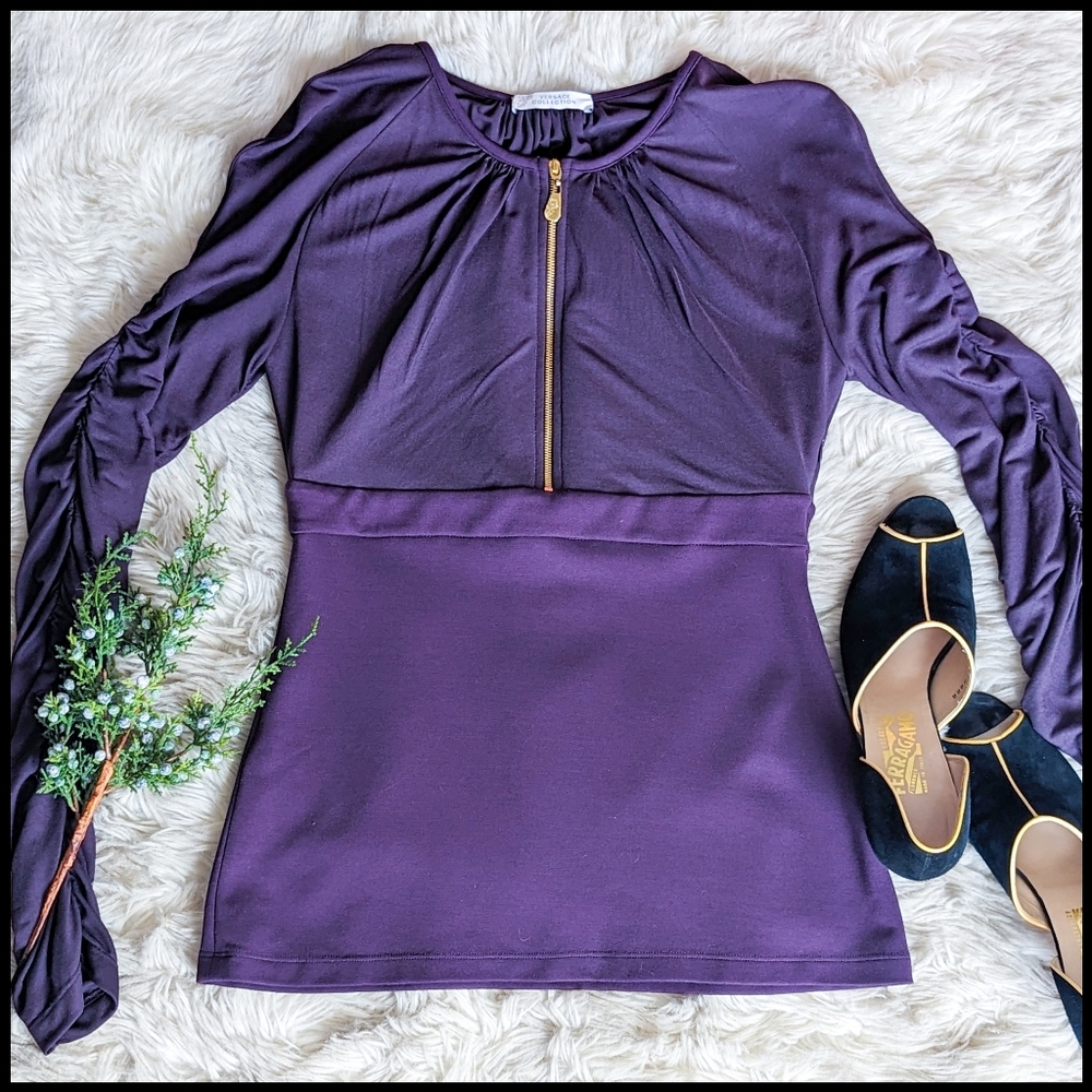 EUC Versace Collection Fitted Zip Up Top in Size EU 44